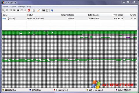 Screenshot UltraDefrag untuk Windows XP