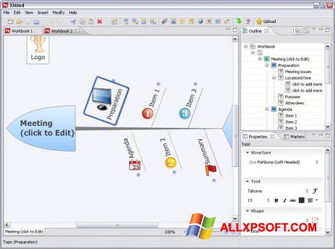 Screenshot XMind untuk Windows XP