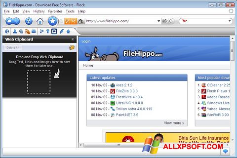Screenshot Flock untuk Windows XP