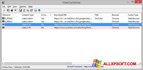 Screenshot VideoCacheView untuk Windows XP