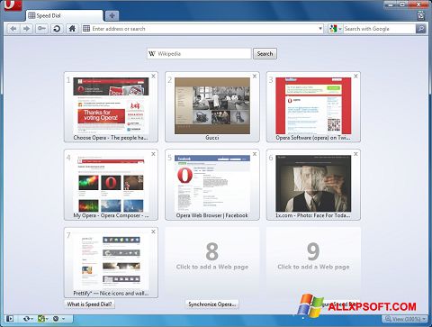 Screenshot Opera untuk Windows XP