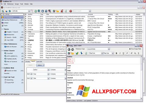Screenshot EndNote untuk Windows XP