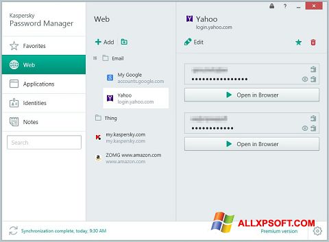 Screenshot Kaspersky Password Manager untuk Windows XP