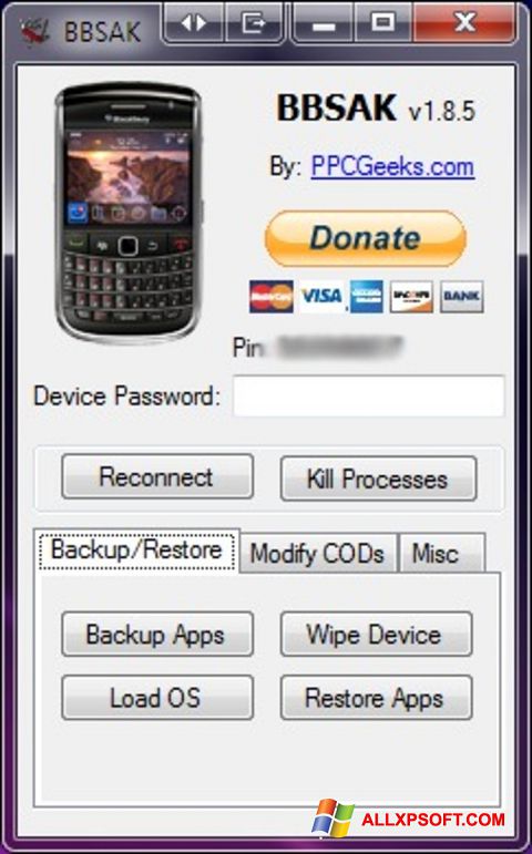 Screenshot BBSAK untuk Windows XP