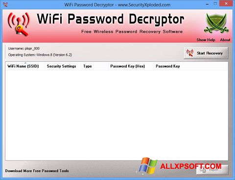 Screenshot WiFi Password Decryptor untuk Windows XP