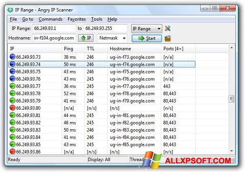 Screenshot Angry IP Scanner untuk Windows XP