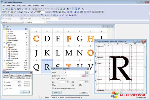 Screenshot Font Creator untuk Windows XP