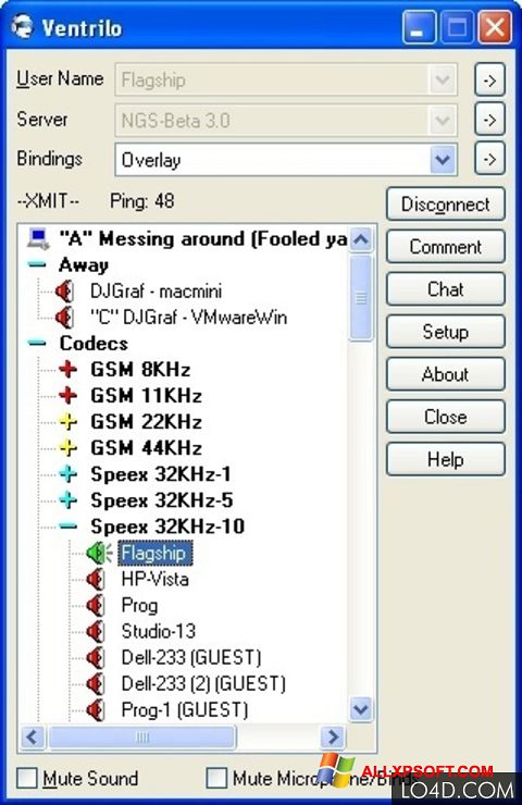 Screenshot Ventrilo untuk Windows XP