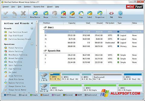 Screenshot MiniTool Partition Wizard untuk Windows XP