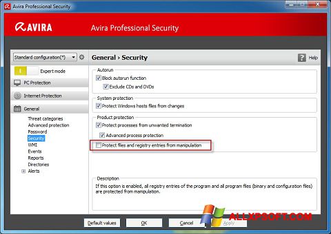Screenshot Avira Professional Security untuk Windows XP