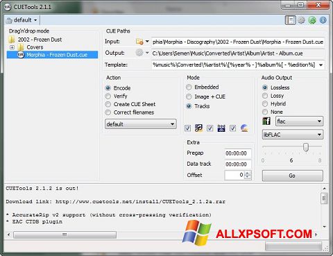 Screenshot CUETools untuk Windows XP