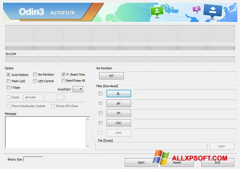 Screenshot Odin untuk Windows XP