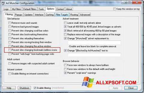Screenshot Ad Muncher untuk Windows XP