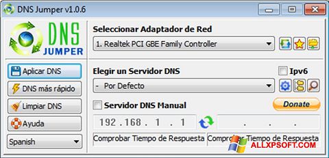 Screenshot DNS Jumper untuk Windows XP