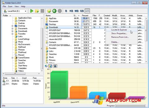 Screenshot Folder Size untuk Windows XP