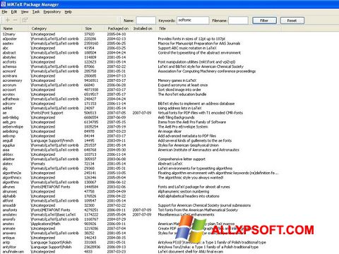 Screenshot MiKTeX untuk Windows XP