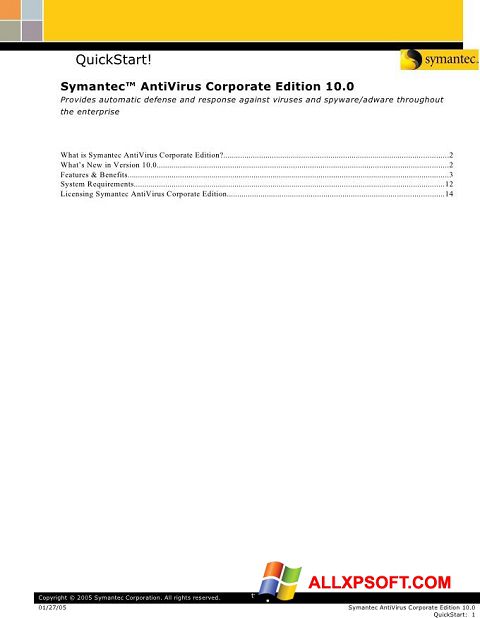 Screenshot Symantec Antivirus Corporate Edition untuk Windows XP