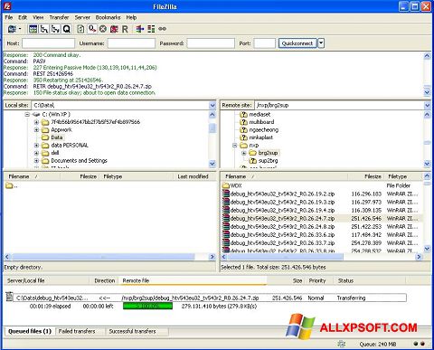 Screenshot FileZilla untuk Windows XP