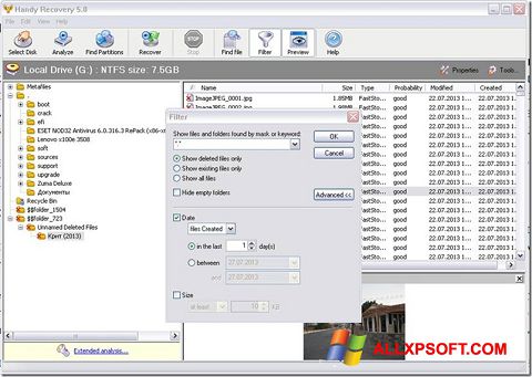 Screenshot Handy Recovery untuk Windows XP
