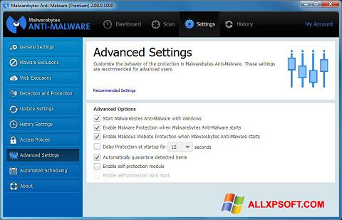 Screenshot Malwarebytes Anti-Malware untuk Windows XP