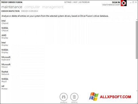 Screenshot Driver Fusion untuk Windows XP