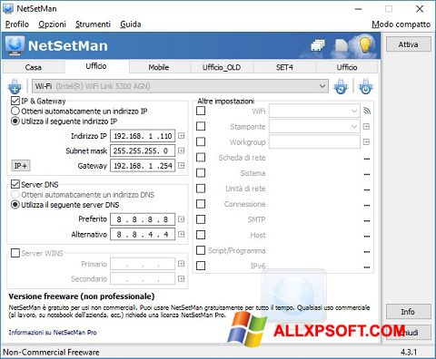 Screenshot NetSetMan untuk Windows XP