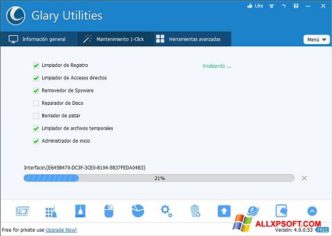 Screenshot Glary Utilities untuk Windows XP