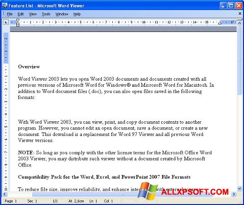 Screenshot Word Viewer untuk Windows XP