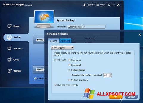 Screenshot AOMEI Backupper untuk Windows XP