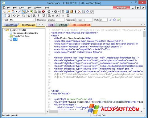 Screenshot CuteFTP untuk Windows XP