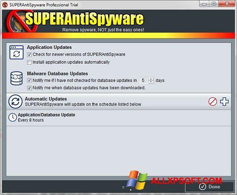 Screenshot SUPERAntiSpyware untuk Windows XP