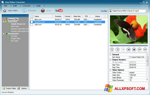 Screenshot Any Video Converter untuk Windows XP