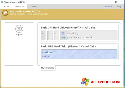 Screenshot Paragon Migrate OS to SSD untuk Windows XP