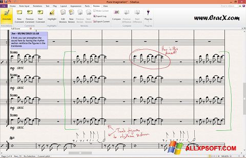 Screenshot Sibelius untuk Windows XP