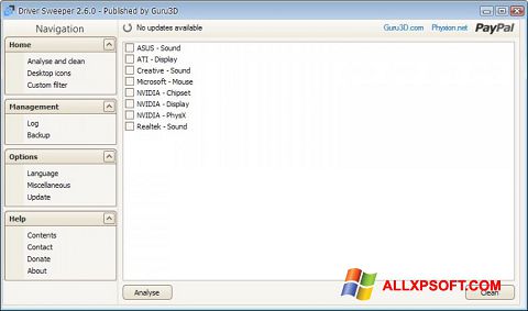 Screenshot Driver Sweeper untuk Windows XP