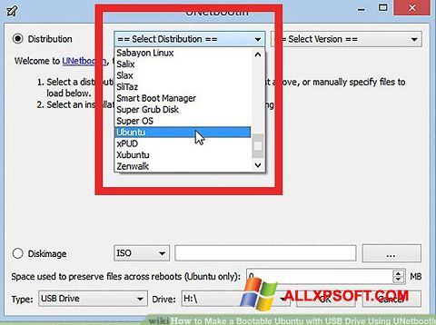 Screenshot UNetbootin untuk Windows XP