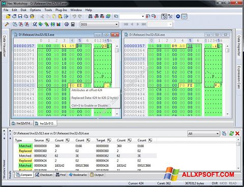 Screenshot Hex Workshop untuk Windows XP