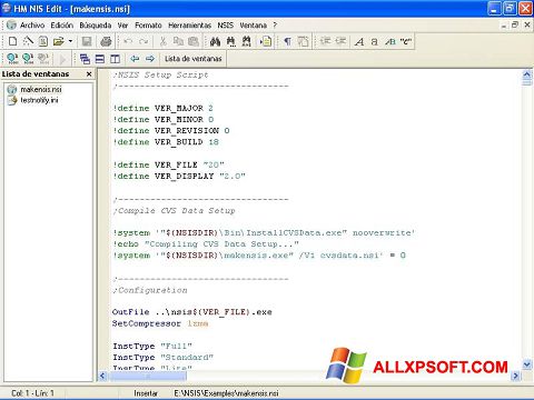 Screenshot NSIS untuk Windows XP