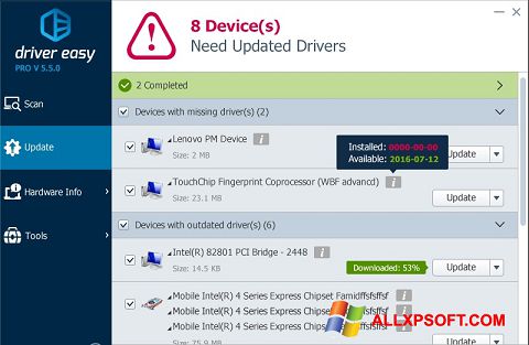 Screenshot Driver Easy untuk Windows XP