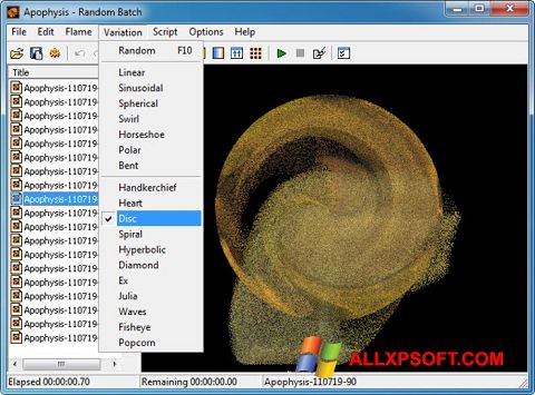 Screenshot Apophysis untuk Windows XP