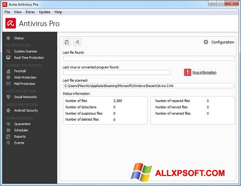 Screenshot Avira Antivirus Pro untuk Windows XP