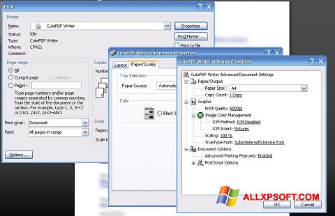 Screenshot CutePDF Writer untuk Windows XP