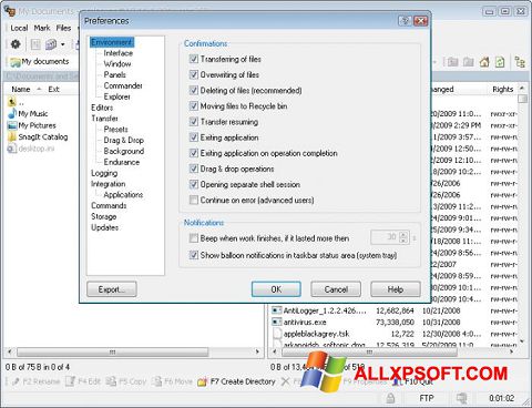 Screenshot WinSCP untuk Windows XP