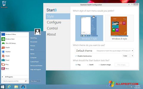 Screenshot Start8 untuk Windows XP