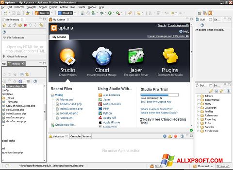 Screenshot Aptana Studio untuk Windows XP