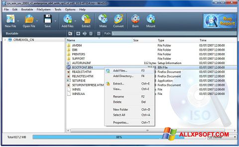 Screenshot WinISO untuk Windows XP