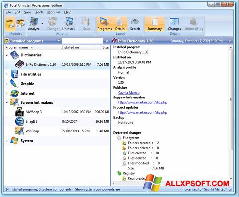Screenshot Total Uninstall untuk Windows XP