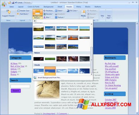Screenshot Artisteer untuk Windows XP