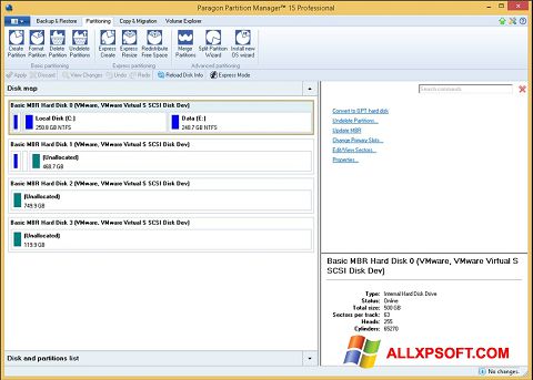 Screenshot Paragon Partition Manager untuk Windows XP