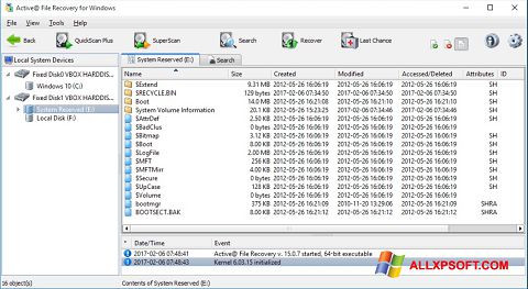 Screenshot Active File Recovery untuk Windows XP